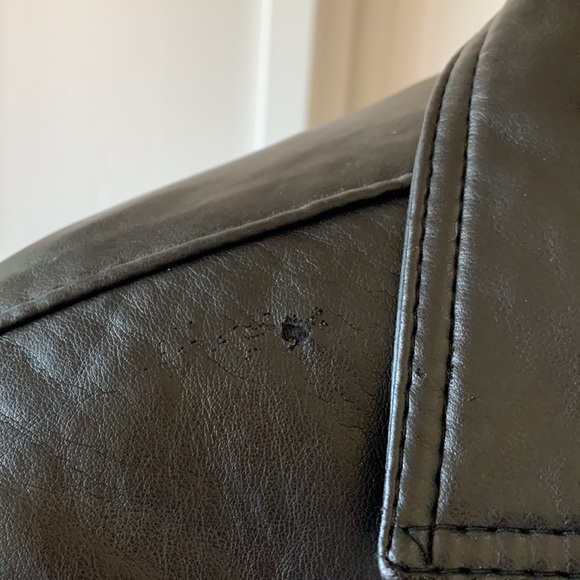 VINTAGE, GV HAND MADE IN ITALY BLACK, BELTED, FAUX LEATHER JACKET - WOMEN MEDIUM - Picture 7 of 10